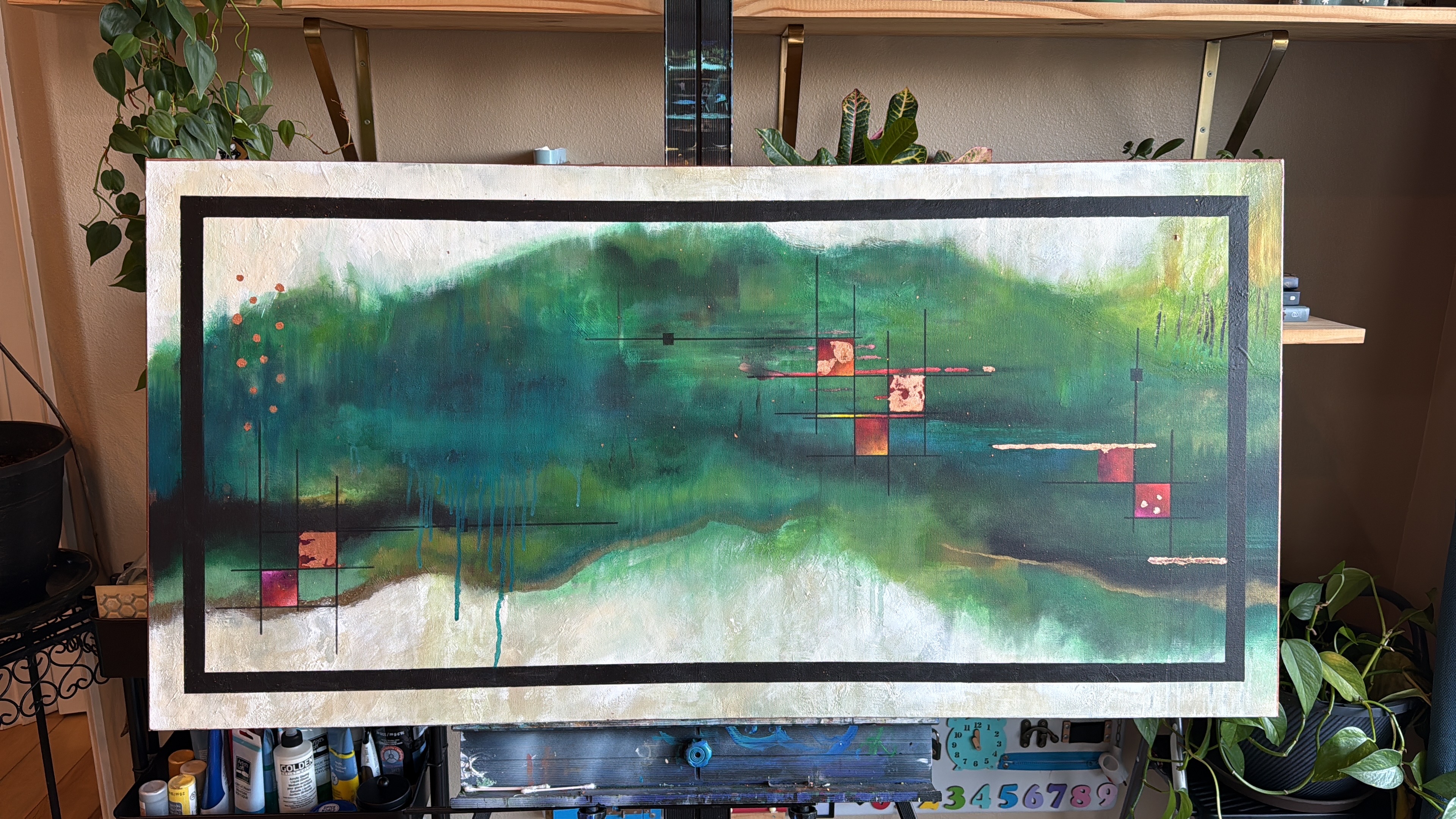 48 by 24
Acrylic and Copper Leaf on stretched canvas
$1,100