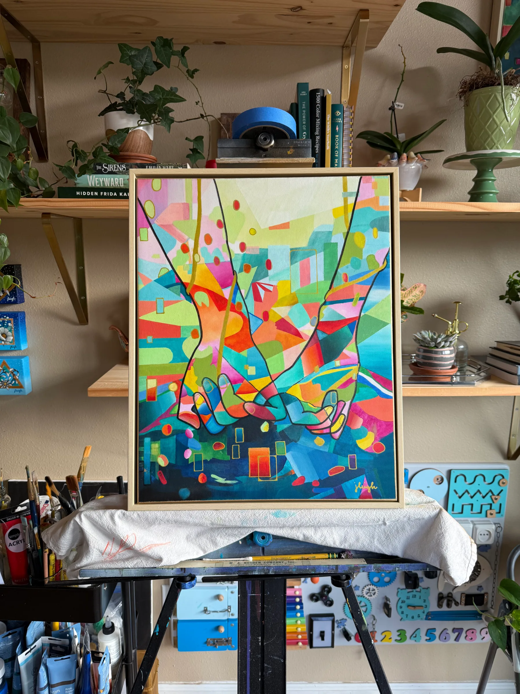"Pinky Promise"
15 by 19
Acrylic on Canvas in floating frame
$325